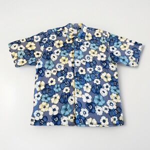 Burma Bibas Shirt Mens L Vintage Floral Art Silk Camp Hawaiian Retro Loop Collar
